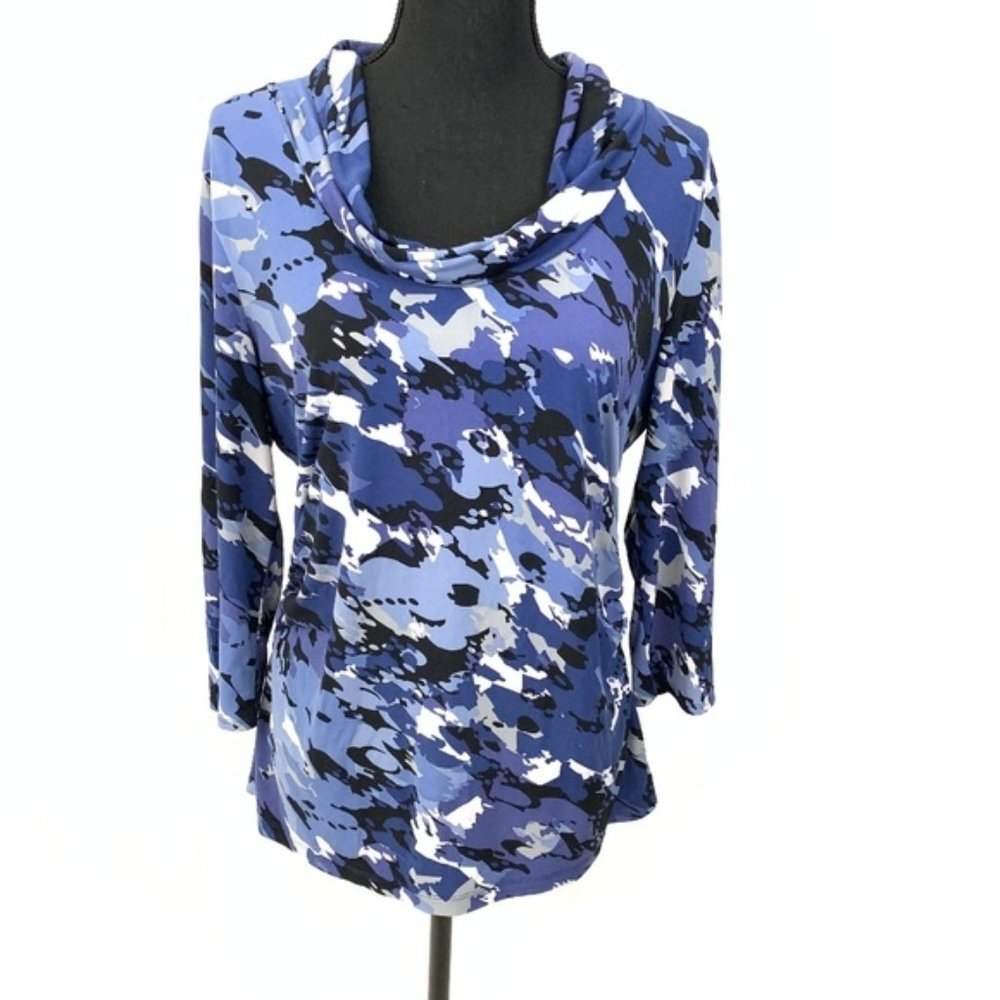 Kennth Cole Reaction Blue Camo Cowl Tunic L